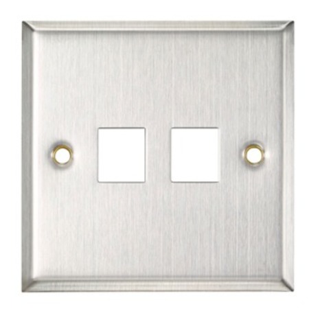 LEVITON WALLPLATES 2PORT 86X86MM QP WP, STAINLESS STEEL BI186-S2P